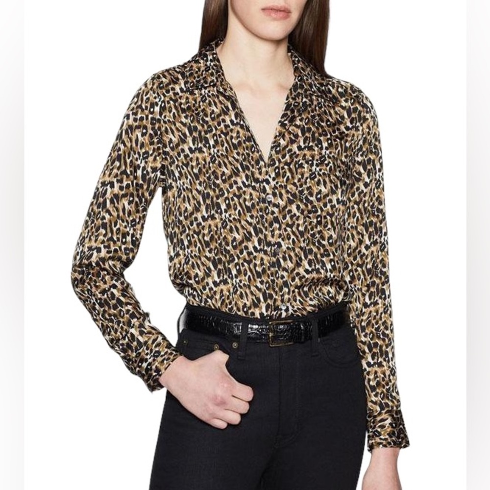 EQUIPMENT Femme Brett Long Sleeve, Satin Button Down Shirt, Size Medium